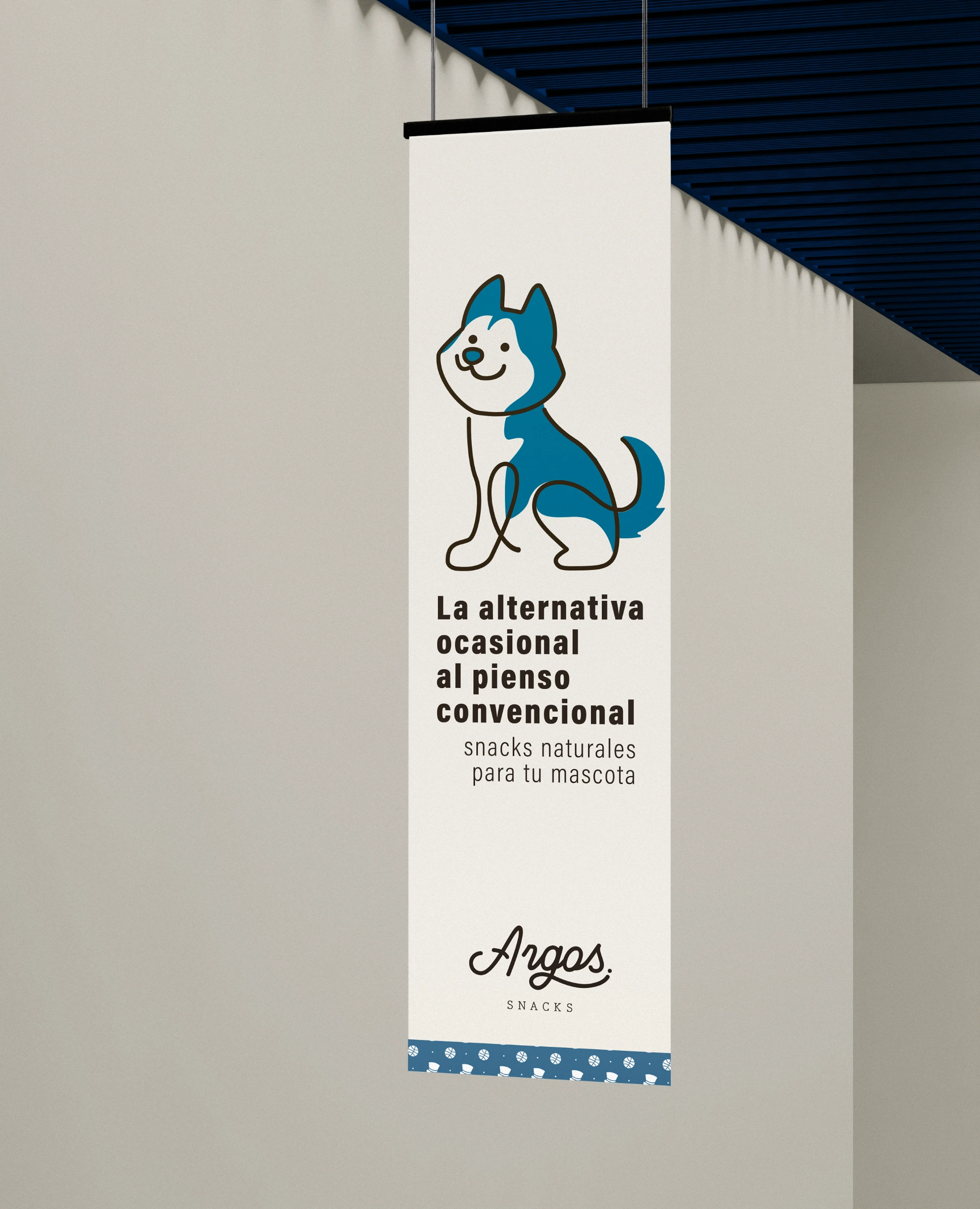 Banner colgante de Argos con el husky