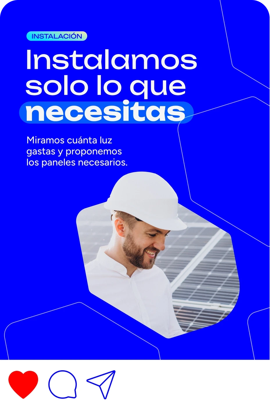 Diseño de carrusel de Instagram para Astraea con instalador solar: «Instalamos solo lo que necesitas»