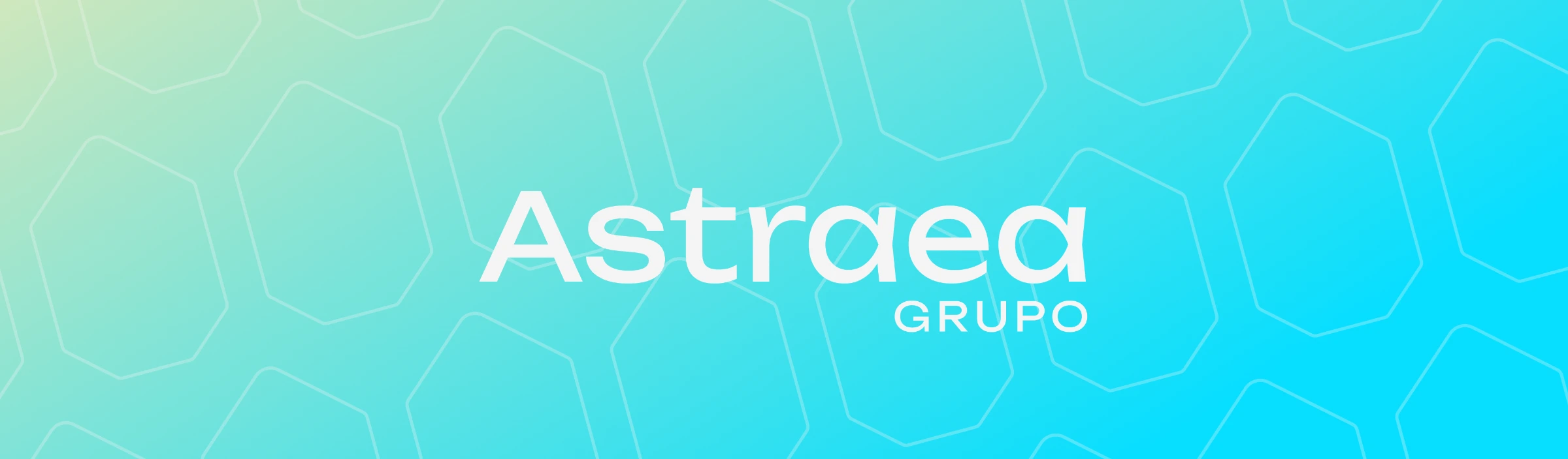 Versión del logotipo de Astraea Grupo en blanco sobre el degradado digital de la marca