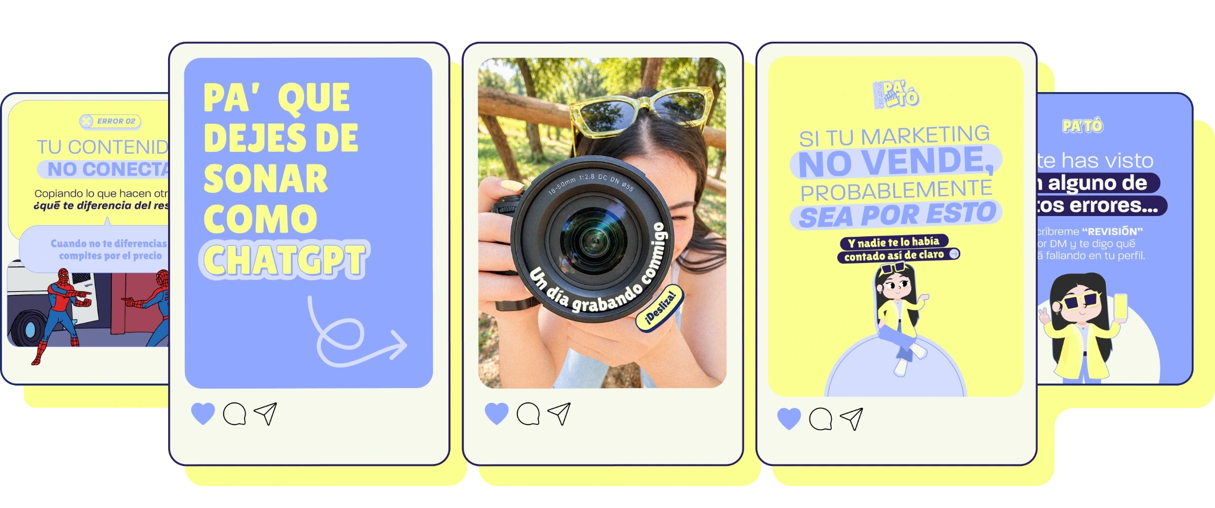 Diseño de carruseles de Instagram para PA'TÓ Comunicación, por Mairu Studio