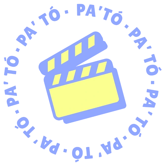 Versión en sello circular del logotipo de PA'TÓ sobre el color chispa